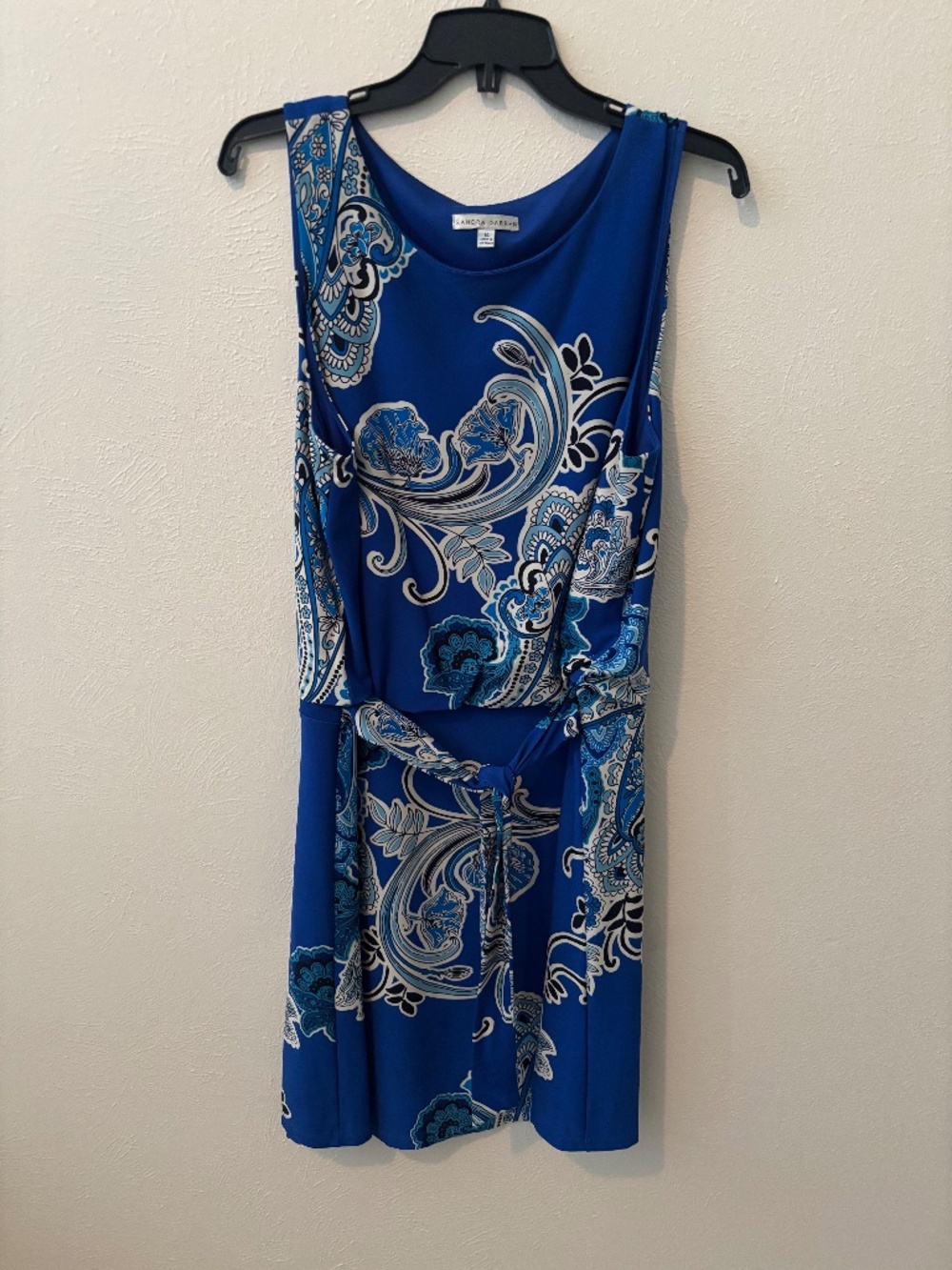 Sandra Darren Royal Blue Design Sleeveless Midi Dress - Size 14